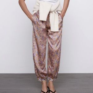 ZARA silky flowy printed pants